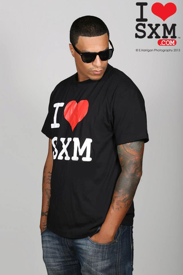 I Love  SXM black T.Shirts (Unisex)