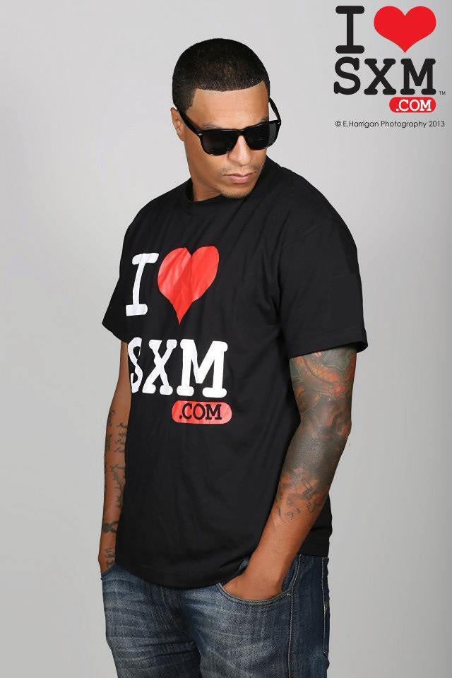 I Love  SXM black T.Shirts