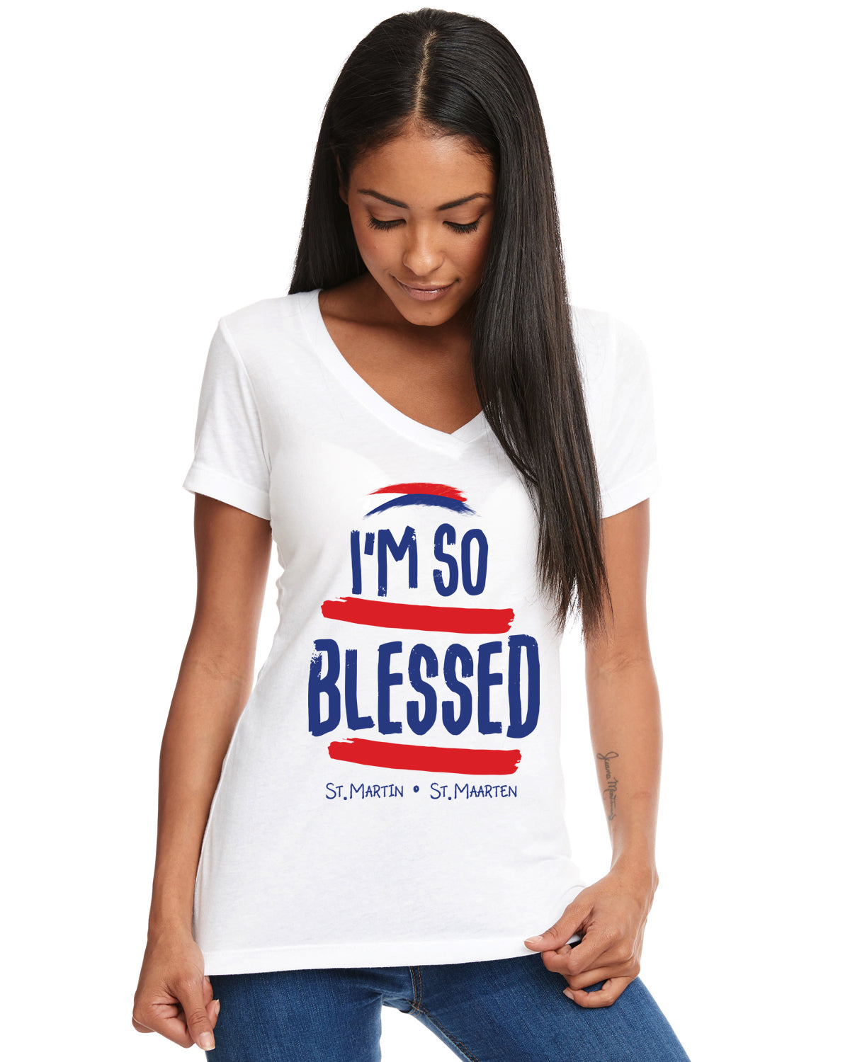 I'm so blessed Ladies V neck